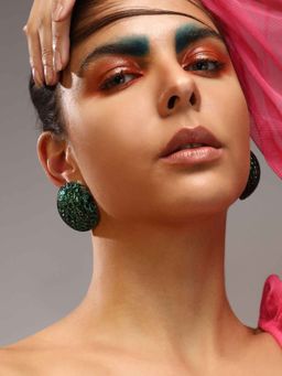 Sohi - Womens The Mirror Stud Earrings - Emerald Green