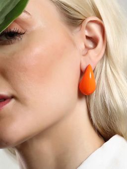 Sohi - Womens The Pumpkin Orange Medium Teardrop Earrings