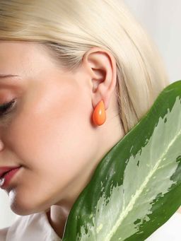 Sohi - Womens The Pumpkin Orange Small Teardrop Earrings