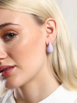 Sohi - Womens The Lavender Small Dented Teardrop Earrings