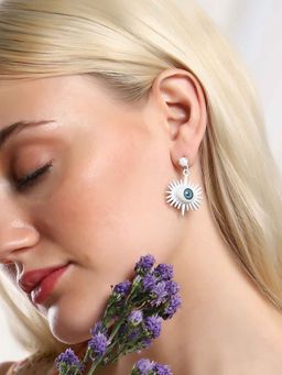 Sohi - Womens The Chalk White Evil Eyes Ray Drop Earrings