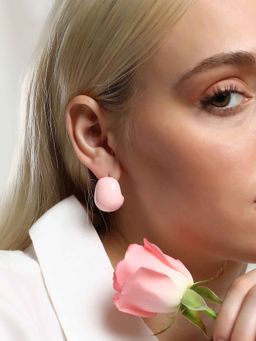 Sohi - Womens The Small Semi-Chunky Stud Earrings - Baby Pink
