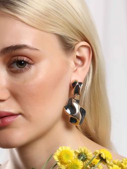 Sohi - Womens The Eroded Drop Earrings - Onyx Black