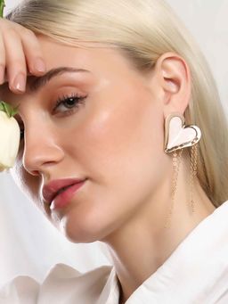 Sohi - Womens The Heart-Fold Drop Earrings - Opal Ivory