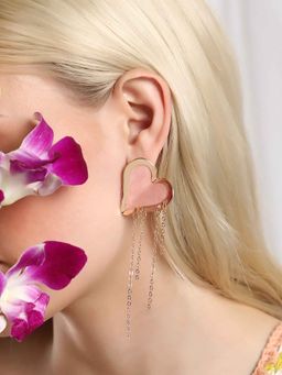 Sohi - Womens The Heart-Fold Drop Earrings - Blush Pink