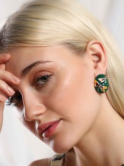 Sohi - Womens The Dragonfly Stud Earrings - Forest Green