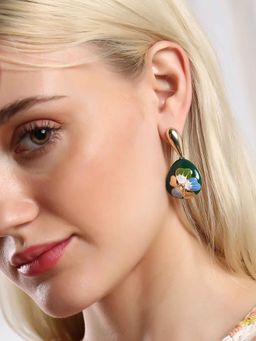 Sohi - Womens The Hana Drop Earrings - Forest Green