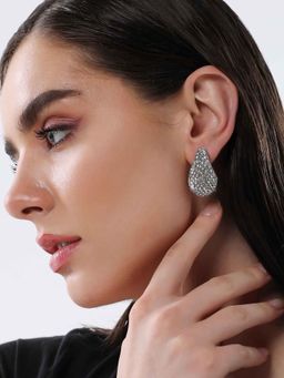 Sohi - Womens The White Stone Medium Cristal Teardrop Earrings