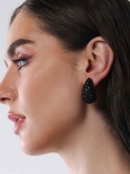 Sohi - Womens The Medium Cristal Teardrop Earrings - Onyx Black