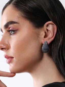 Sohi - Womens The Medium Cristal Teardrop Earrings - Grey