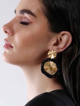 Sohi - Womens The Black Revolving Mirror Drop Earrings