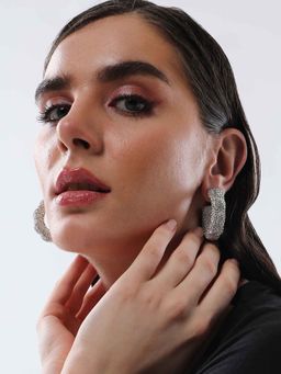 Sohi - Womens Crystal White The Jingle Hoop Earrings