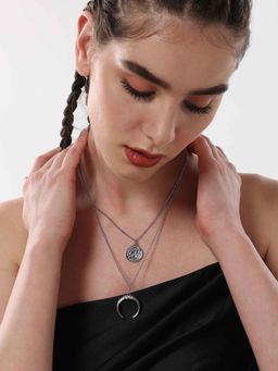 Sohi - Womens The Silver Cosmo Multi-Layer Necklace