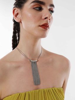 Sohi - Womens The Silver Hanging Chain Bar Lariat Necklace