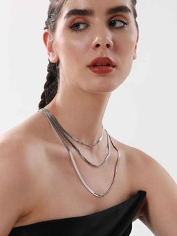 Sohi - Womens The Silver Snake Chain Multi-Layer Necklace
