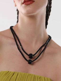 Sohi - Womens The Mirror Multi-Layer Necklace - Onyx Black