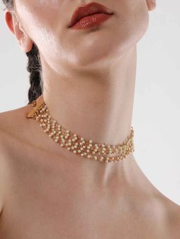 Sohi - Womens The Pebbles Collar Choker Necklace - Pearl White