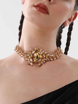Sohi - Womens The Marquise Choker Necklace - Amber Brown