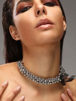 Sohi - Womens The Antique Silver Sleigh Bell Collar Choker Necklace