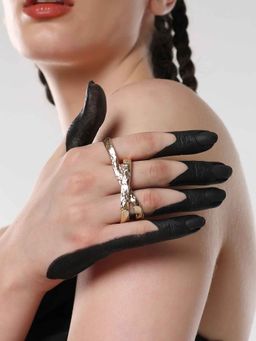 Sohi - Womens The California Gold Dented Three Finger Ring