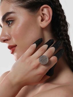 Sohi - Womens The Silver Disco Ball Statement Ring