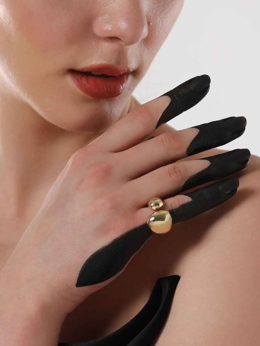 Sohi Womens The Gold Semi-Chunky Finger Ring