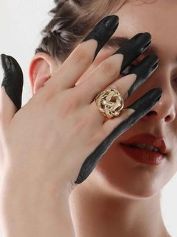 Sohi - Womens The Gold Basket Weave Statement Ring