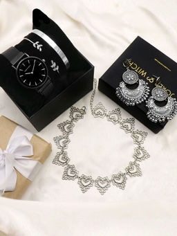 Joker and Witch - Joker & Witch Black Still in love with you Love Watch, Earring, Necklace With Bracelets (Set of 2)