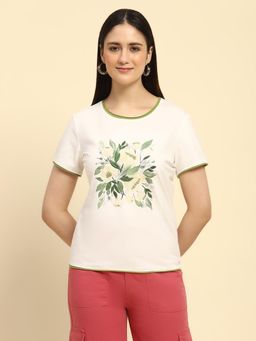 Global Republic - Cream Cotton Sequin Embellishment and Thread Embroidery for Women