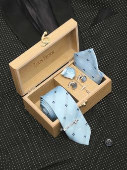 Louis Stitch - Men Multicolored Italian Silk Necktie Set With Pocket Square Cufflinks Brooch