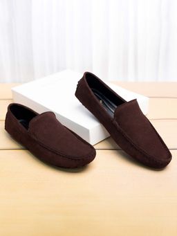 Louis Stitch - Italian Brunette Brown Suede Loafers for Men