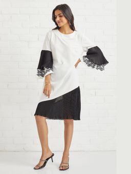 BOHO-CHIC By Sukriti Jain - White Monochrome Embroidered Midi Dress