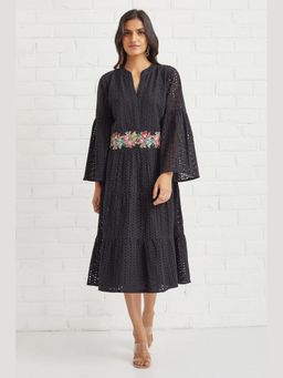 BOHO-CHIC By Sukriti Jain - Black Broderie Tiered Midi Dress