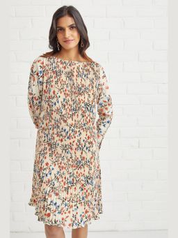 BOHO-CHIC By Sukriti Jain - White Dainty Floral Pleated Mini Dress