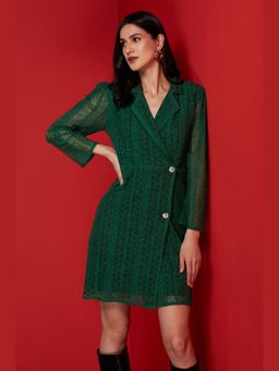BOHO-CHIC By Sukriti Jain - Green Emerald Lace Mini Dress