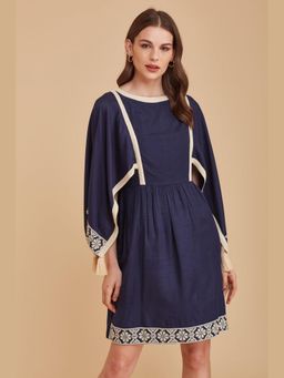 BOHO-CHIC By Sukriti Jain - Blue Flowy Embroidered Mini Dress