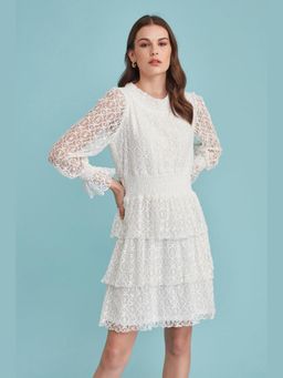 BOHO-CHIC By Sukriti Jain - White Dainty Lace Mini Dress