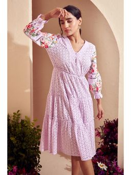 BOHO-CHIC By Sukriti Jain - Broderie Tiered Midi Embroidered Dress