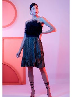 BOHO-CHIC By Sukriti Jain - Black Off Shoulder Feather Dress