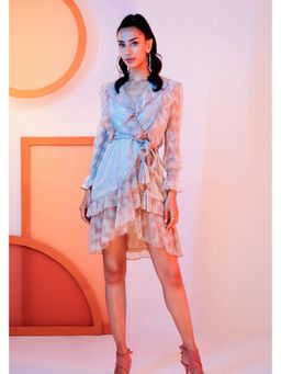 BOHO-CHIC By Sukriti Jain - Metallic Chevron Wrap Mini Dress