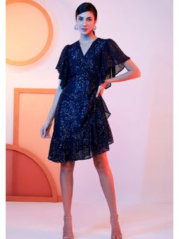 BOHO-CHIC By Sukriti Jain - Blue Flattering Sequin Mini Dress