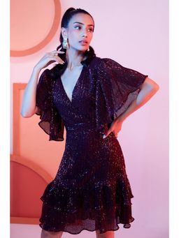 BOHO-CHIC By Sukriti Jain - Red Flattering Sequin Mini Dress