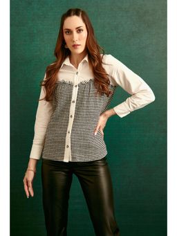 BOHO-CHIC By Sukriti Jain - White Houndstooth Monochrome Shirt