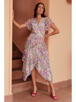 BOHO-CHIC By Sukriti Jain - Multi Colour Pastel Dainty Floral Midi Dress