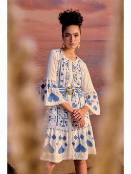BOHO-CHIC By Sukriti Jain - White Cinque Terre Embroidered Mini Dress