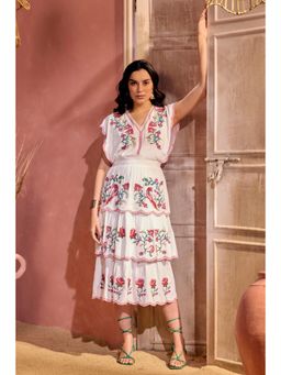 BOHO-CHIC By Sukriti Jain - White The Bohemian Frilled Maxi Dress