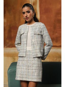 BOHO-CHIC By Sukriti Jain - Off White Classic Tweed Mini Dress With Jacket