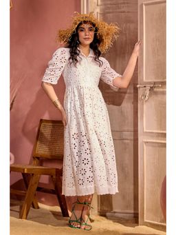BOHO-CHIC By Sukriti Jain - White Sharnamli In Our Love Cabo Broderie Dress