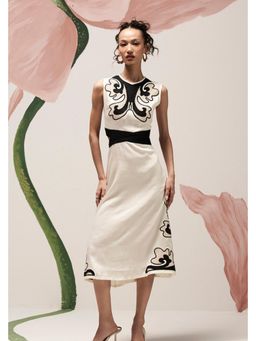 BOHO-CHIC By Sukriti Jain - White Mochrome Cutwork Embroidered Midi Dress