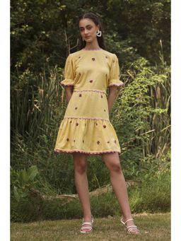 BOHO-CHIC By Sukriti Jain - Yellow The French Knot Mini Dress